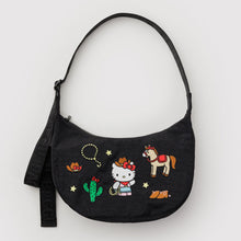 Load image into Gallery viewer, Medium Nylon Crescent Bag- Embroidered Hello Kitty Western - Tigertree