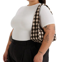 Load image into Gallery viewer, Small Nylon Meringue Bag - Blurred Gingham Brown