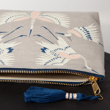 Load image into Gallery viewer, Flight of Fancy Large Linen Cosmetic Bag - Tigertree
