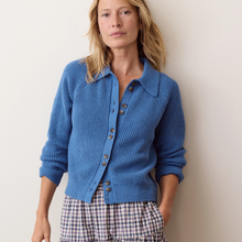 Load image into Gallery viewer, Parker Collared Cardigan - Coronet Blue