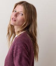 Load image into Gallery viewer, Juno Textured Raglan - Cabernet Stripe