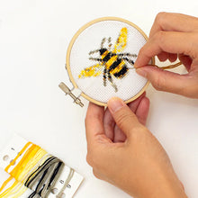 Load image into Gallery viewer, Mini Cross Stitch Embroidery Kit - Bee - Tigertree