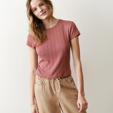 Load image into Gallery viewer, Lexi Pointelle Scoop Tee - Dusk Rose