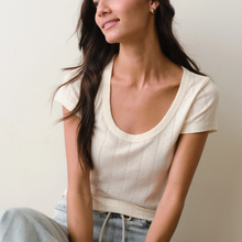 Load image into Gallery viewer, Lexi Pointelle Scoop Tee