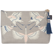 Load image into Gallery viewer, Flight of Fancy Large Linen Cosmetic Bag - Tigertree