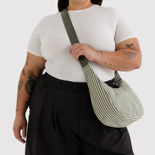 Load image into Gallery viewer, Medium Nylon Crescent Bag - Sage Stripe