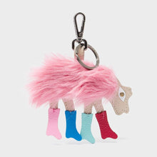 Load image into Gallery viewer, Wolf in Heels Charm - Pink Faux Fur Keychain - Tigertree