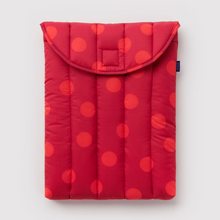 Load image into Gallery viewer, Puffy Laptop Sleeve 13"/14" - Red Polka Dot