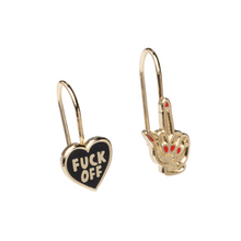 Load image into Gallery viewer, F*ck Off Heart & Middle Finger Earrings - Tigertree