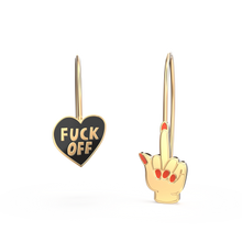 Load image into Gallery viewer, F*ck Off Heart & Middle Finger Earrings - Tigertree