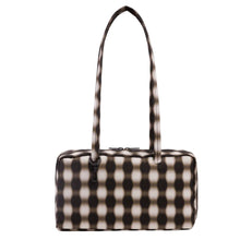 Load image into Gallery viewer, Medium Nylon Bowler Bag - Blurred Gingham Brown - Tigertree