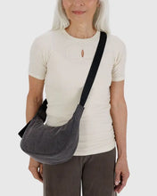 Load image into Gallery viewer, Small Denim Crescent Bag- Washed Black Denim - Tigertree