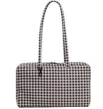 Load image into Gallery viewer, Medium Nylon Bowler Bag- Black +& White Gingham - Tigertree