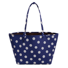 Load image into Gallery viewer, Large Nylon Reversible Tote - Navy Polka Dot Mix