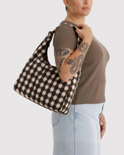 Load image into Gallery viewer, Nylon Shoulder Bag - Blurred Gingham Brown - Tigertree
