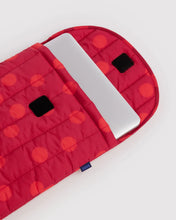 Load image into Gallery viewer, Puffy Laptop Sleeve 16" - Red Polka Dot
