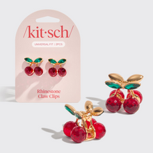 Load image into Gallery viewer, Mini Rhinestone Cherry Claw Clips Set of 2 - Tigertree
