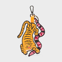 Load image into Gallery viewer, Tiger and Snake Charm  Marigold Leather Keychain - Tigertree
