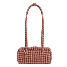 Load image into Gallery viewer, Small Nylon Bowler Bag - Tan Houndstooth
