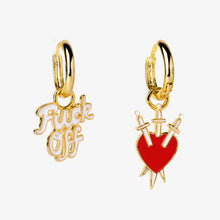 Load image into Gallery viewer, Fuck Off &amp; Heart Daggers Hoop Earrings - Tigertree
