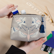 Load image into Gallery viewer, Flight of Fancy Large Linen Cosmetic Bag - Tigertree
