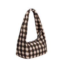 Load image into Gallery viewer, Small Nylon Meringue Bag - Blurred Gingham Brown

