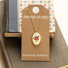 Load image into Gallery viewer, Needlepoint Flower Vintage Cameo Necklace
