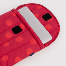 Load image into Gallery viewer, Puffy Laptop Sleeve 13"/14" - Red Polka Dot
