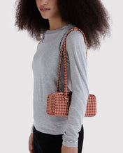 Load image into Gallery viewer, Small Nylon Bowler Bag - Tan Houndstooth
