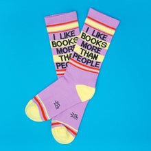 Load image into Gallery viewer, I Like Books More Than People Gym Crew Socks
