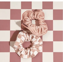 Load image into Gallery viewer, Microfiber Towel Scrunchie 2PC- Terracotta Checker - Tigertree
