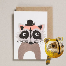 Load image into Gallery viewer, Raccoon Japanese Paper Balloon Card - Tigertree
