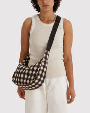 Load image into Gallery viewer, Medium Nylon Crescent Bag - Blurred Gingham Brown - Tigertree
