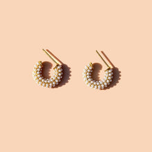 Load image into Gallery viewer, Pearl Mini Dot Hoops - Tigertree
