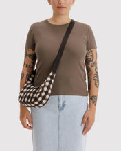 Load image into Gallery viewer, Small Nylon Crescent Bag - Blurred Gingham Brown - Tigertree
