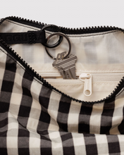 Load image into Gallery viewer, Small Nylon Crescent Bag - Black and Cream Gingham
