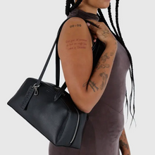 Load image into Gallery viewer, Recycled Leather Bowler Bag- Black - Tigertree

