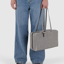 Load image into Gallery viewer, Medium Nylon Bowler Bag- Black +&amp; White Gingham - Tigertree
