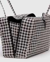 Load image into Gallery viewer, Medium Nylon Bowler Bag- Black +&amp; White Gingham - Tigertree
