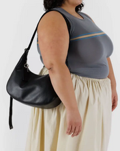 Load image into Gallery viewer, Medium Recycled Leather Crescent Bag- Black - Tigertree
