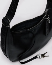 Load image into Gallery viewer, Medium Recycled Leather Crescent Bag- Black - Tigertree
