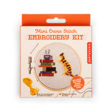 Load image into Gallery viewer, Mini Cross Stitch Embroidery Kit- Cat With Books - Tigertree
