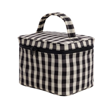Load image into Gallery viewer, Large Cosmetic Case - Black and Cream Gingham
