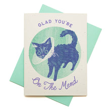 Load image into Gallery viewer, Glad You're On the Mend Cat Risograph Card
