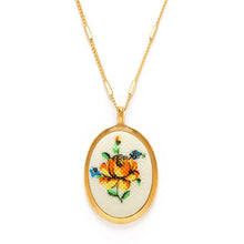 Load image into Gallery viewer, Needlepoint Flower Vintage Cameo Necklace
