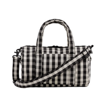 Load image into Gallery viewer, Nylon Duffle Bag - Black and Cream Gingham
