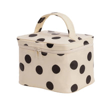 Load image into Gallery viewer, Large Cosmetic Case - Cream and Black Polka Dot

