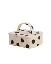 Load image into Gallery viewer, Small Cosmetic Case - Cream and Black Polka Dot
