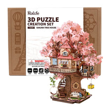 Load image into Gallery viewer, DIY Wooden Puzzle: Sakura Tree House - Tigertree
