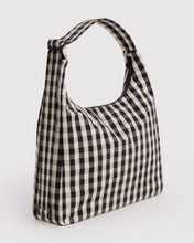 Load image into Gallery viewer, Nylon Shoulder Bag - Black and Cream Gingham
